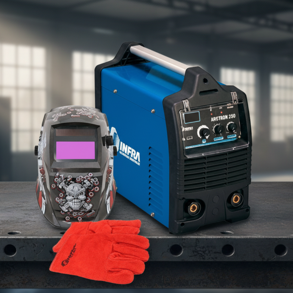 KIT SOLDADORA ARCTRON 250 L CD + CARETA + GUANTES