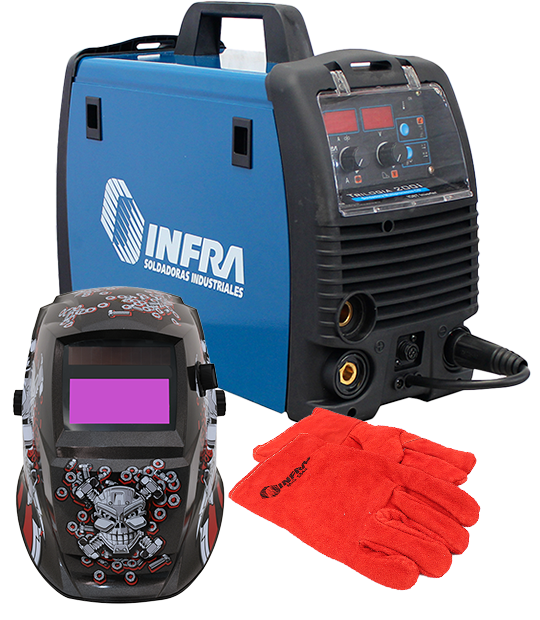 KIT INFRA INVERSORA MULTIPROCESOS TRILOGIA 200i + CARETA + GUANTES