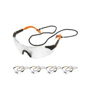 LENTES DE SEGURIDAD MICA TRANSPARENTE PATAS NARANJAS (PAQUETE DE 10 PIEZAS)